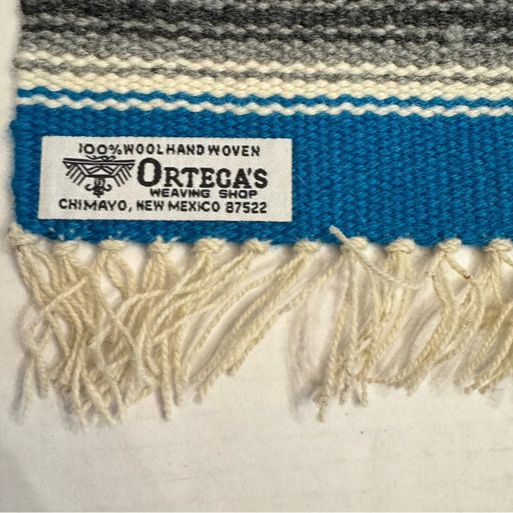 VTG Ortega's Chimayo Framed Wool Hand Woven Southwest Table Mat Rug 100% Wool